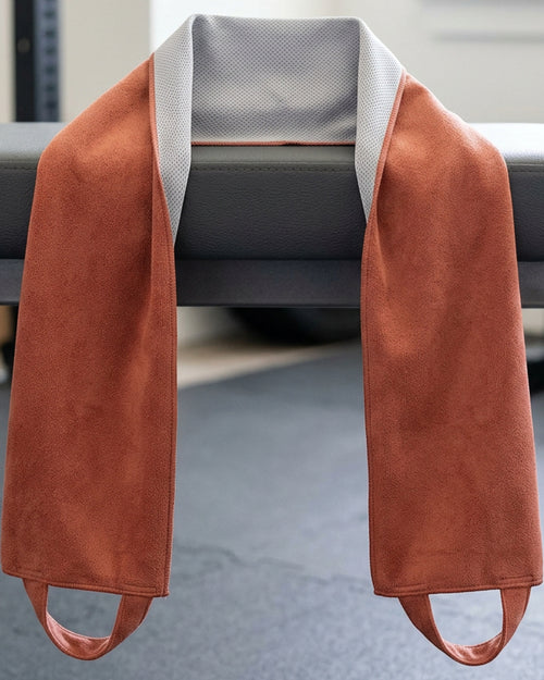 Zxkvd Dual-End Neck Training Towel with Center Mesh Panel 108 x 22 cm Terracotta Gray - Lifestyle view